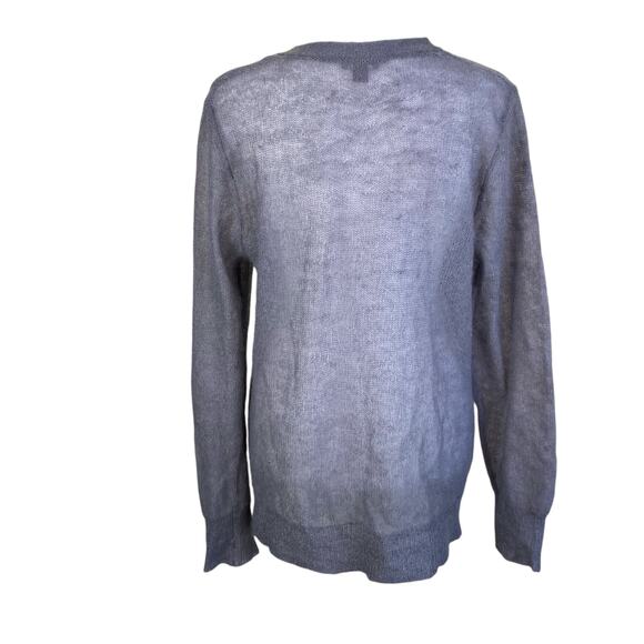 J. Jill Sz M Gossamer Loose Knit Mohair Wool Cardigan Grey Minimalist Delicate - Picture 6 of 16